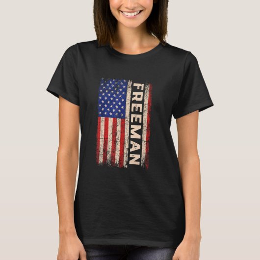 Freeman Nachname Shirt Freeman Name American Flag (Vorderseite)