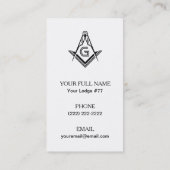 Freemason Business Cards - Freimaurerische Lila & Visitenkarte (Rückseite)