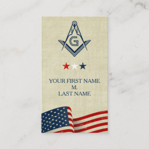 Freemason Business Cards Old Glory American Flag Visitenkarte