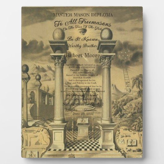 Freemason Diploma Fotoplatte (Vorderseite)