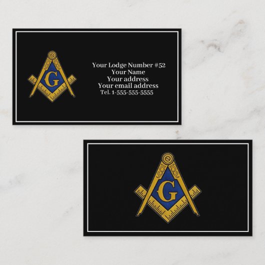 Freemason Freemasonry Symbol Masonic Black Visitenkarte (Vorne/Hinten)