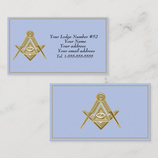 Freemason Freemasonry Symbol Masonic Blue Visitenkarte (Vorne/Hinten)