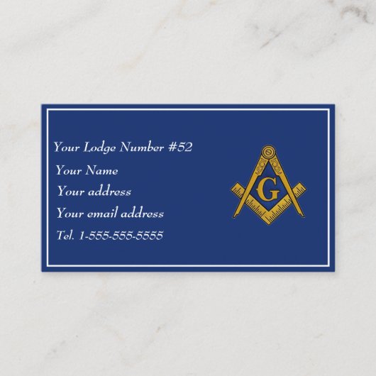 Freemason Freemasonry Symbol Masonic Blue Visitenkarte (Vorderseite)