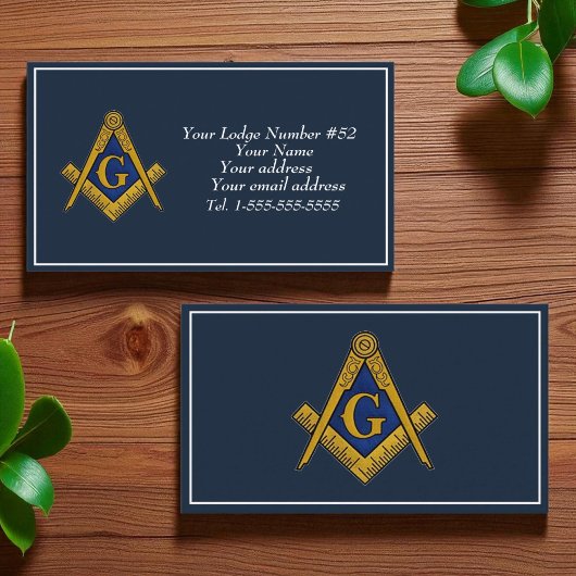 Freemason Freemasonry Symbol Masonic Blue Visitenkarte