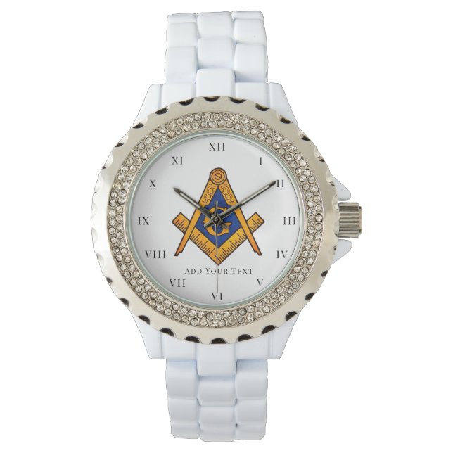 Freemason Ladys Night Square Kompass Masonic Gesch Armbanduhr (Vorderseite)
