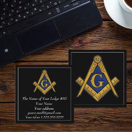 Freemason Masonic Black Blue Quadratische Visitenkarte