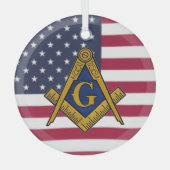 Freemason Masonic Freimaurerei American Flag Ornament Aus Glas (Vorderseite)