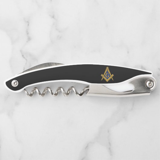 Freemason Masonic Gifts Square und Compass Black Kellnermesser (Rückseite)