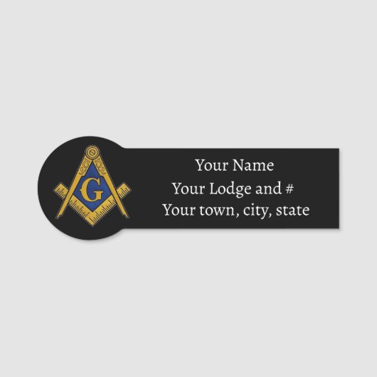 Freemason Masonic Masonry Square und Compass Namensschild (Vorderseite)