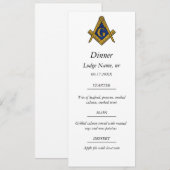 Freemason Masonic Mauerfest Abendessen Nahrung Menükarte (Vorne/Hinten)