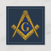Freemason Masonic Mauerwerk Symbol Blau Quadratische Visitenkarte (Rückseite)