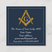 Freemason Masonic Mauerwerk Symbol Blau Quadratische Visitenkarte (Vorderseite)