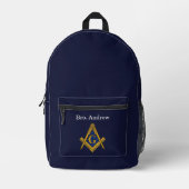 Freemason Masonic Navy Blue Square Compass Bedruckter Rucksack (Vorderseite)