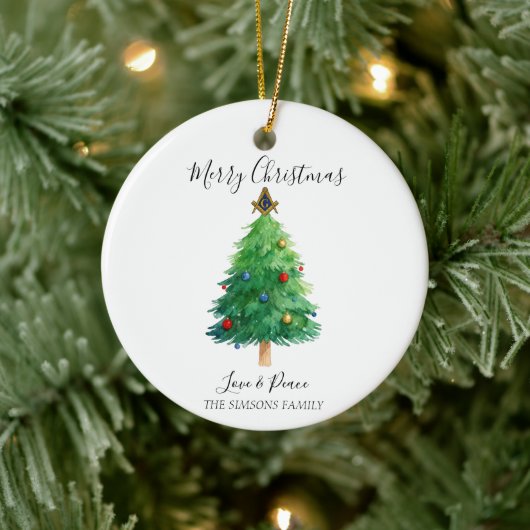 Freemason Masonic Pine Merry Christmas Tree Keramik Ornament (Baum)