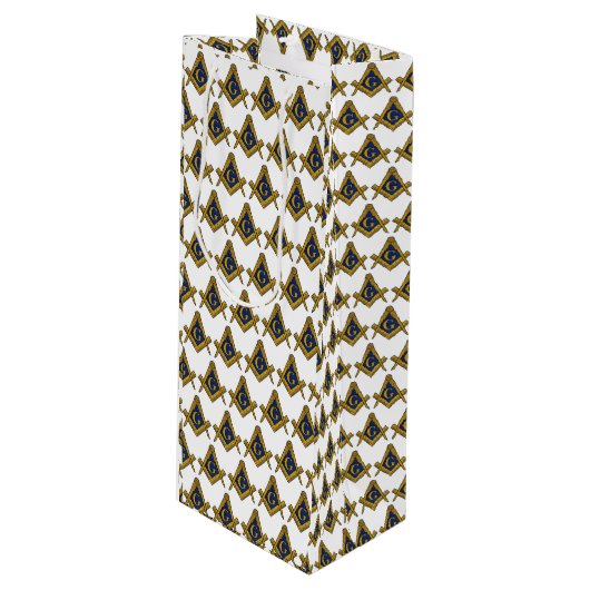 Freemason Masonic Square und Compass Freimaurerei Geschenktüte Für Weinflaschen (Vorderseite Schrägansicht)