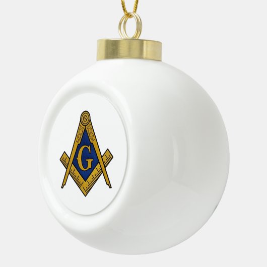 Freemason Masonic Square und Compass Freimaurerei Keramik Kugel-Ornament (Rechts)