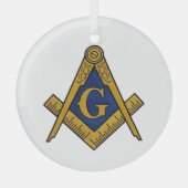 Freemason Masonic Square und Compass Freimaurerei Ornament Aus Glas (Vorderseite)