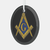 Freemason Masonic Square und Compass Freimaurerei Ornament Aus Glas (Vorderseite links)