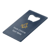 Freemason Masonic verleiht Blue Square und Compass Geldbeutel Flaschenöffner (Vorderseite Schrägansicht)