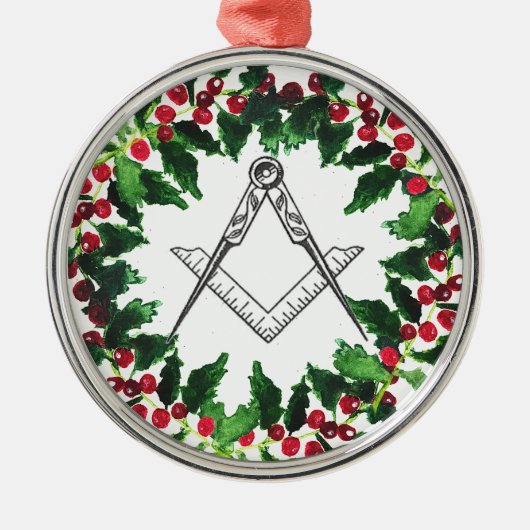 Freemason Masonic Weihnachtskranz Rustikal Ornament Aus Metall (Vorne)