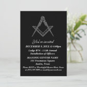 Freemason Masonry Black Masonic Einladung (Stehend Vorderseite)