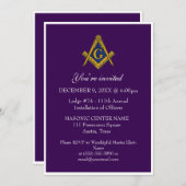 Freemason Masonry Black Masonic Lila Einladung (Vorne/Hinten)