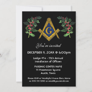 Freemason Masonry Black Square Compass Weihnachten Einladung