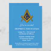 Freemason Masonry Blue Square und Compass Einladung (Vorne/Hinten)