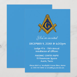 Freemason Masonry Blue Square und Compass Einladung