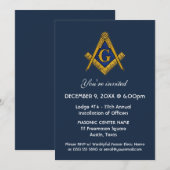 Freemason Masonry Navy Blue Einladung (Vorne/Hinten)