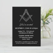 Freemason Mauerry Black Square und Compass Einladung (Stehend Vorderseite)