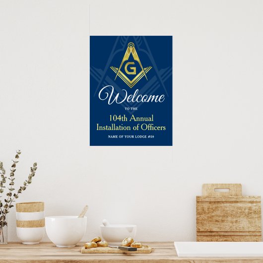 Freemason Navy Blue and Gold Masonic Welcome Party Poster (Küche)