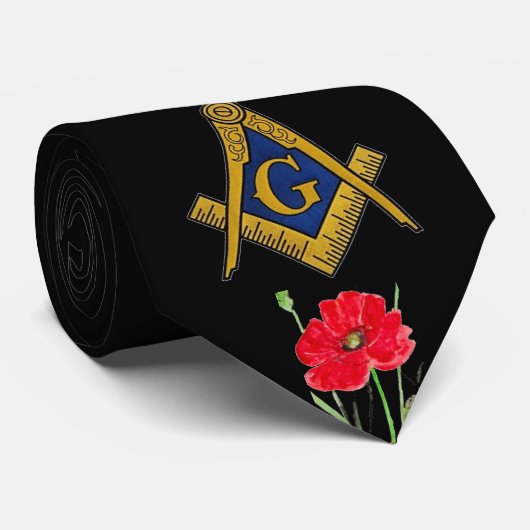 Freemason Poppy Watercolor Masonic Krawatte (Gerollt)