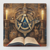 Freemason Quadratische Wanduhr (Vorderseite)
