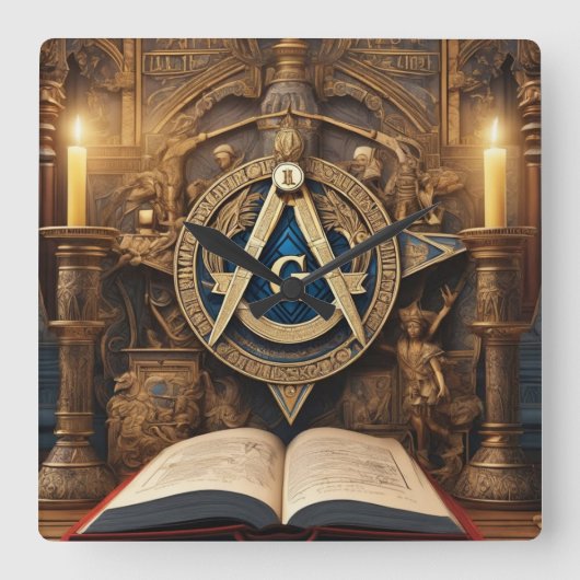 Freemason Quadratische Wanduhr (Vorderseite)