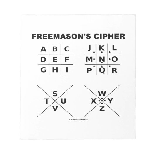 Freemason’s Cipher Notizblock (Vorderseite)