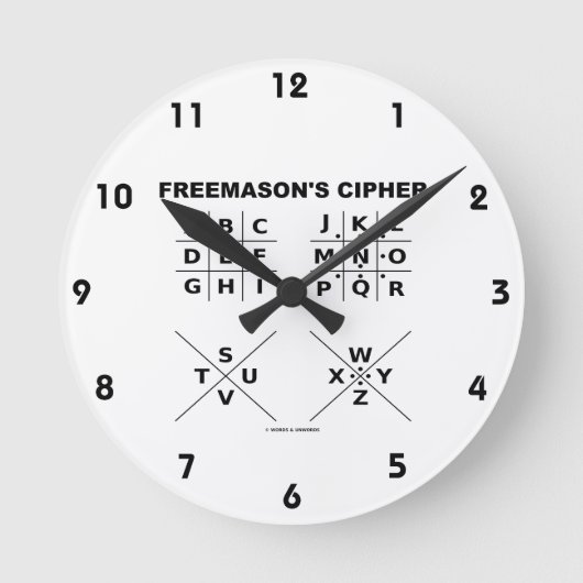 Freemason’s Cipher Runde Wanduhr (Vorderseite)