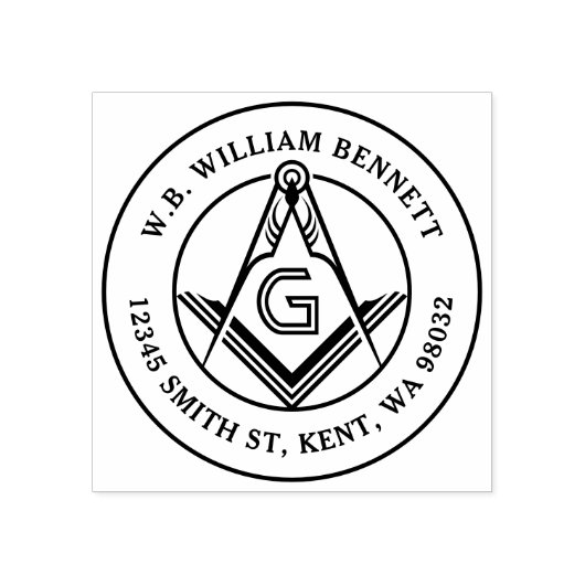 Freemason Square Compass Masonic Rücksendeadresse Gummistempel (Prägung)