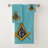 Freemason Square und Compass Masonic Blue Badhandtuch Set (Insitu)
