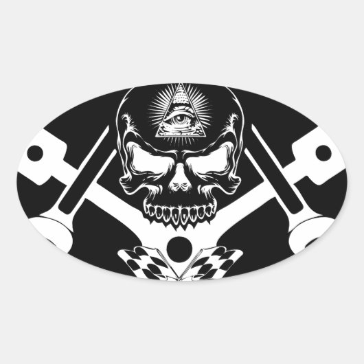 Freemason-Widows-Sons-Masonic-Hotrod-Logo-20160407 Ovaler Aufkleber (Vorderseite)