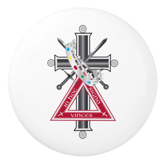 Freemasonenkreuz Keramikknauf (Vorderseite)