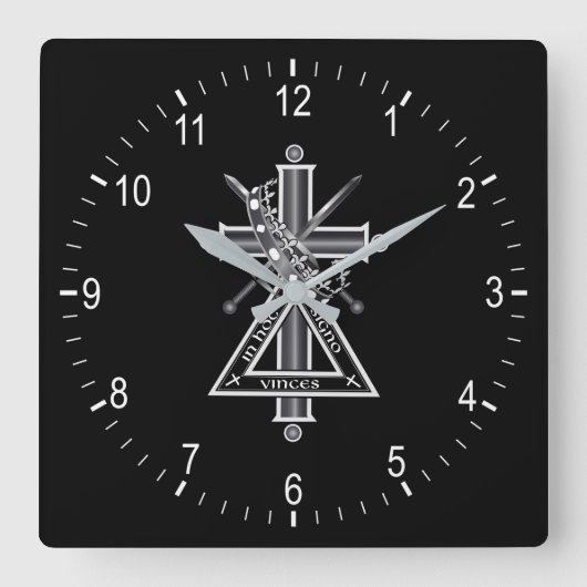 Freemasonenkreuz Quadratische Wanduhr (Vorderseite)