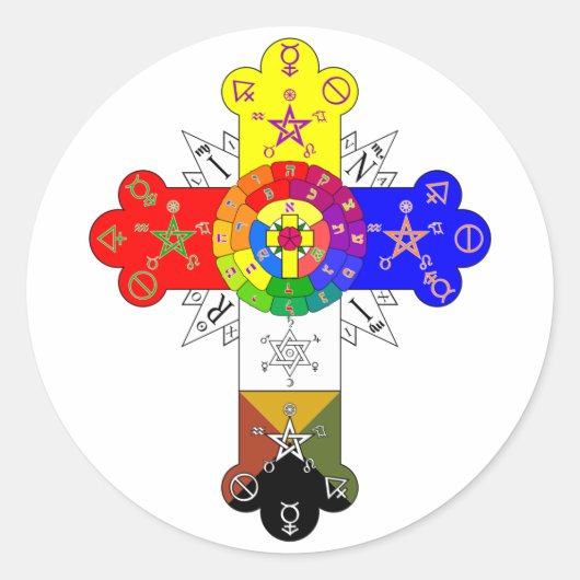 Freemasonic Rosy Cross Runder Aufkleber (Vorderseite)