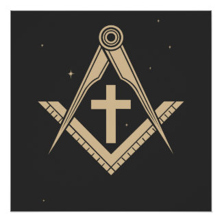 Freemasonry symbol  and cross in the universe  poster