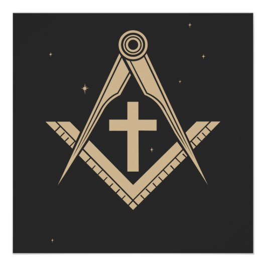 Freemasonry symbol and cross in the universe poster (Vorderseite)
