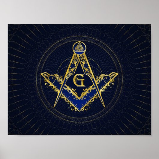 Freemasonry symbol Square and Compasses Poster (Vorne)