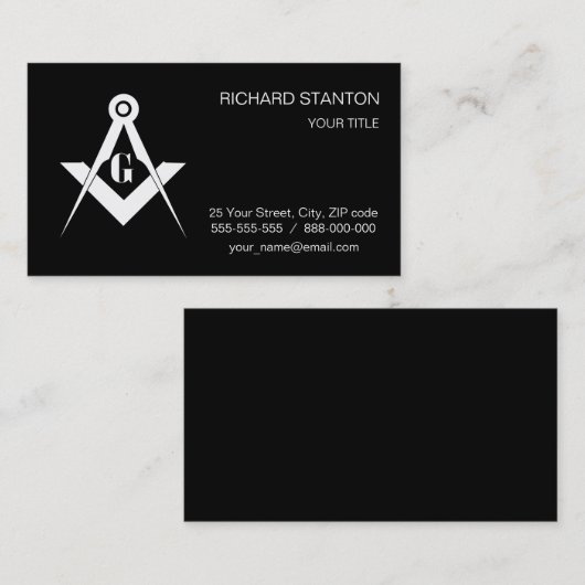 Freemasonry symbol visitenkarte (Vorne/Hinten)