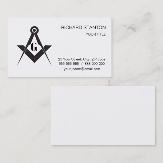 Freemasonry symbol visitenkarte (Vorne/Hinten)