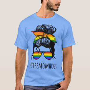 Freemomhugs Hashtag Freie Mama Hugs Messy Bun Hair T-Shirt