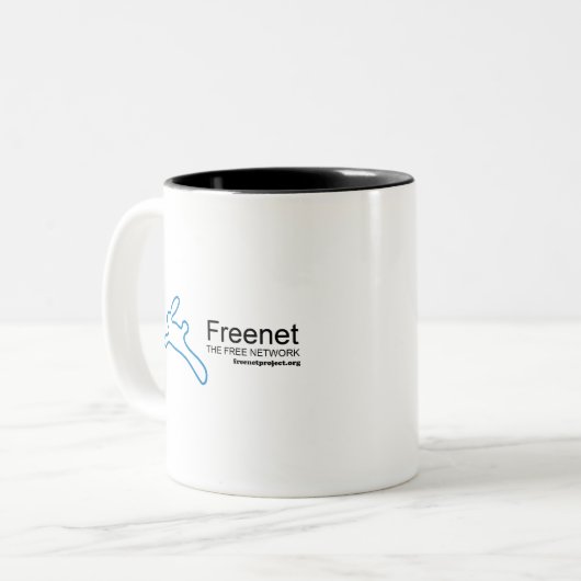 Freenet-Häschen und -name Zweifarbige Tasse (Vorderseite Links)